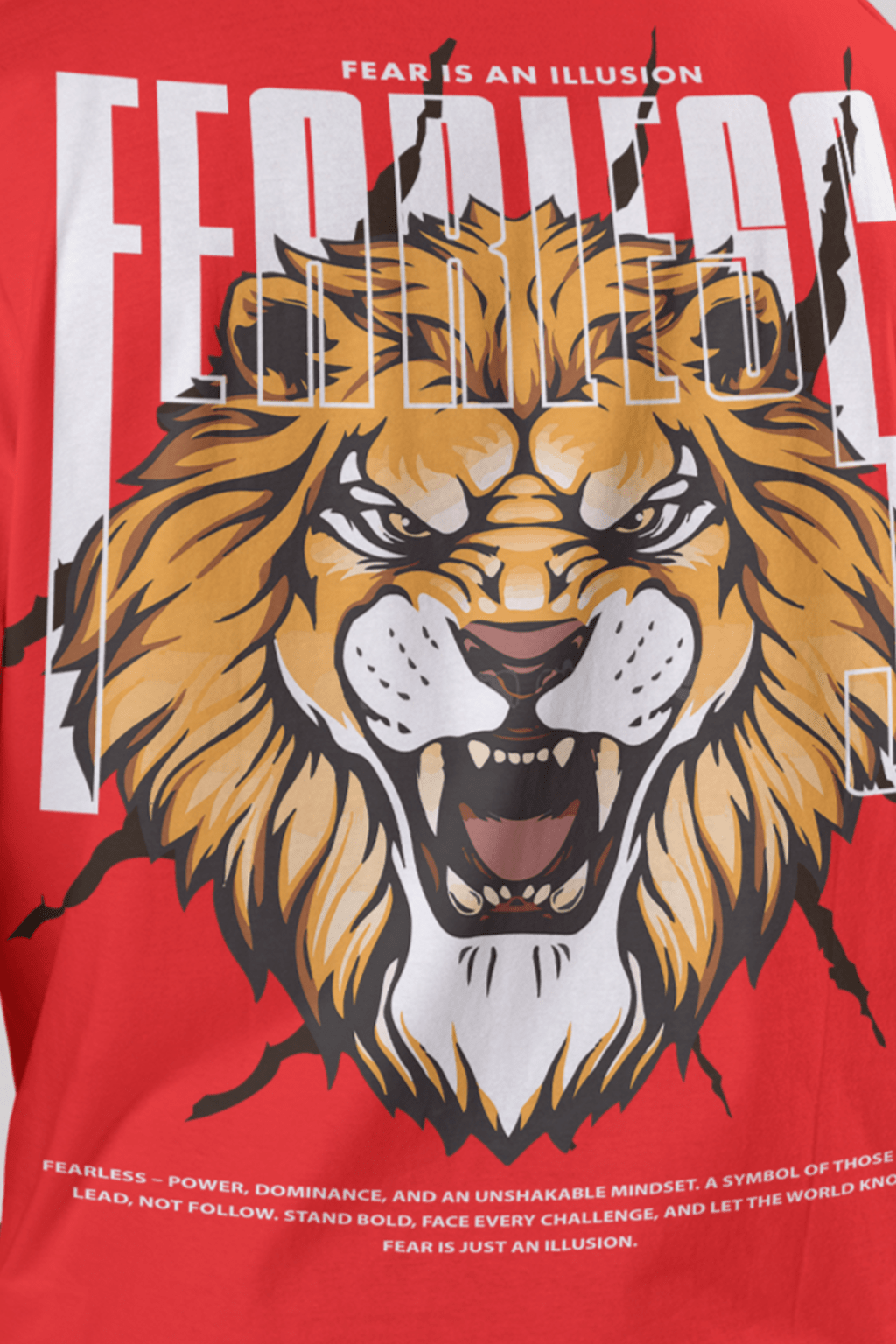 Zavia Red Oversized T-Shirt | Premium Lion Art | Ultra-Soft Luxury Fabric | Unisex Tee - Image 3