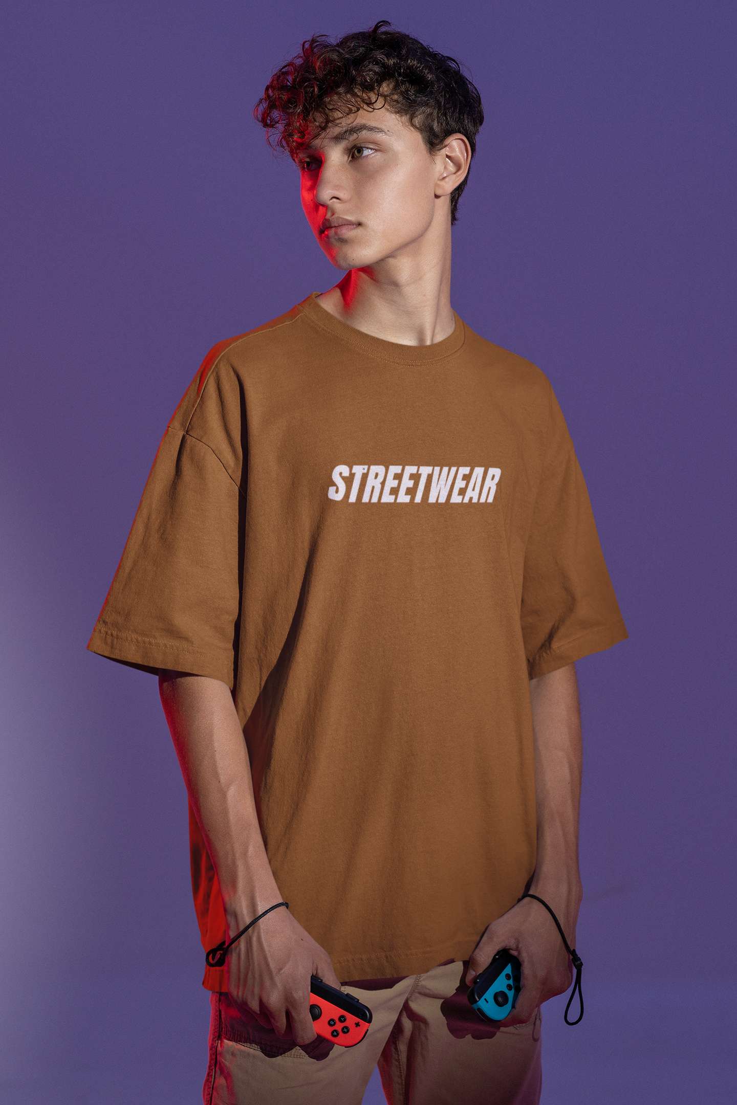 Streetwear Vibes Brown Oversized T-Shirt for Men – Effortless Urban Style by Zavia - Image 2